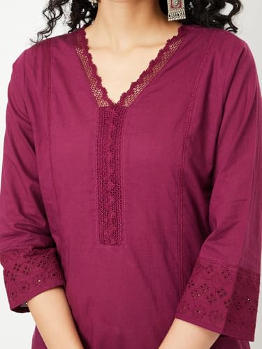 Max Women's Cotton Regular Kurta (BEWWFE24SA_Purple