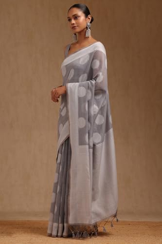 Soch Womens Blue Chanderi Woven Design Saree