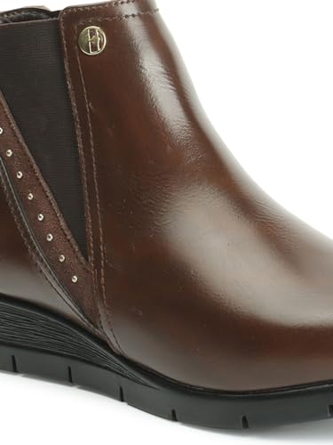 ELLE Women's Fashionable Zip Boots Colour-Brown, Size-UK 4