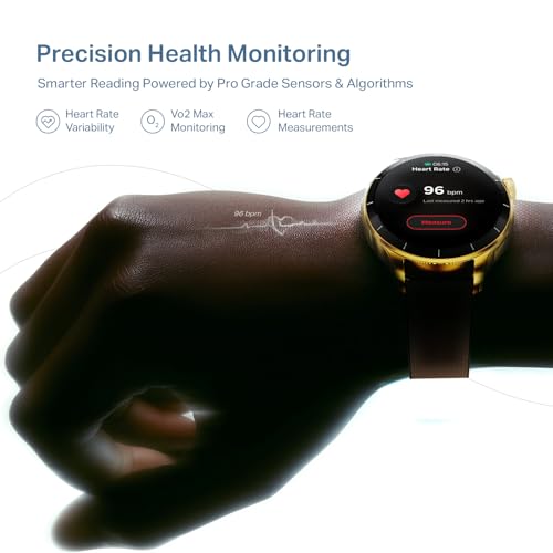 boAt Chrome Eon, Premium Metal Body, 1.43” (3.63 cm) AMOLED Round Display, AI Coach Health Insights, Advanced S1 Processor, Auto Heart Rate, HRV, VO2 Max, Smart Watch for Men & Women (Cocoa Brown)