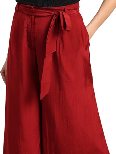 VERO MODA Women's Straight Fit High-Rise Red Pants