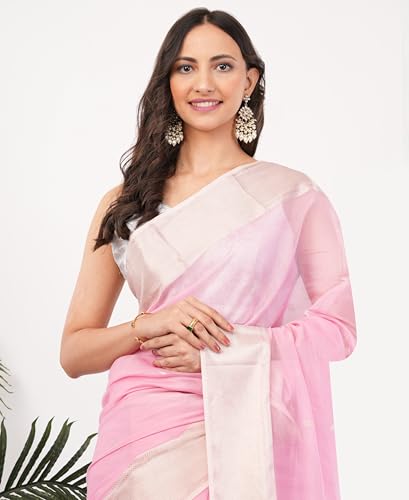 Gaon Originals Silk Saree in Blush Pink with Contrasting Border