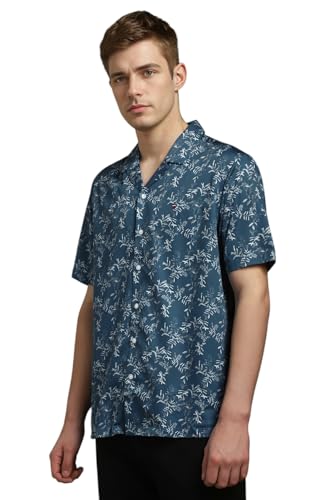 Louis Philippe Men Blue Slim Fit Print Half Sleeves Casual Shirt
