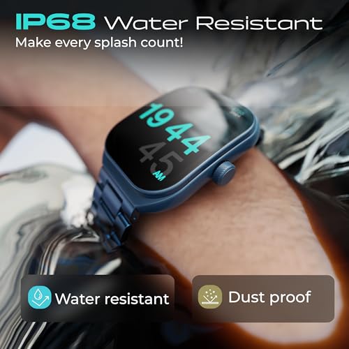 GOBOULT Trail Smart Watch 2.01'' 3D Curved HD Display, Bluetooth Calling, Working Crown,190+Watchfaces,500 Nits Brightness, AI Voice Assistant,120+ Sports Mode (Metal Blue)