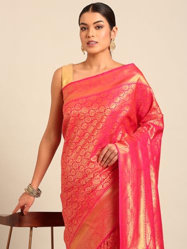 MOHEY Rani Art Silk Zari Weave Saree for Women