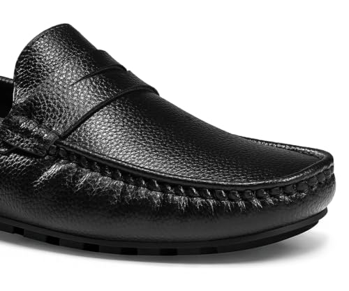 LOUIS STITCH Men’s Jet Black Formal Slip-On Loafer Shoes | Soft Touch & Lightweight | LSVSFL-05 |UK-7