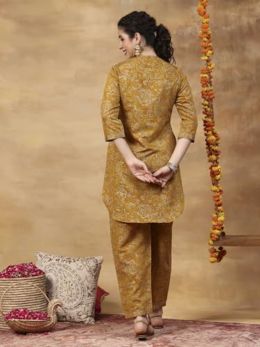 Rangriti Viscose Blend Printed A-Line Festive Kurta With Salwar