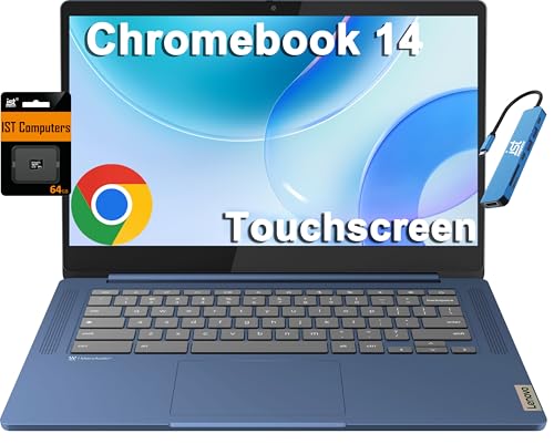 Lenovo Chromebook 14 Laptop (14" FHD Touchscreen, 8-Core 2.0GHz Processor, 4GB RAM, 128GB (64GB eMMC + 64GB SD Card)) Anti-Glare, Webcam, 13-Hr Long Battery Life, IST HUB, Chrome OS w/Google AI