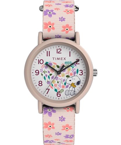 Timex Unisex Peanuts Floral 34mm Watch - Pink Strap White Dial Pink Case, Pink
