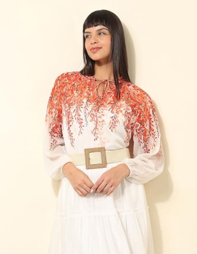 U.S. POLO ASSN. Floral Printed Top (UWSS25TOP238_Orange_M)
