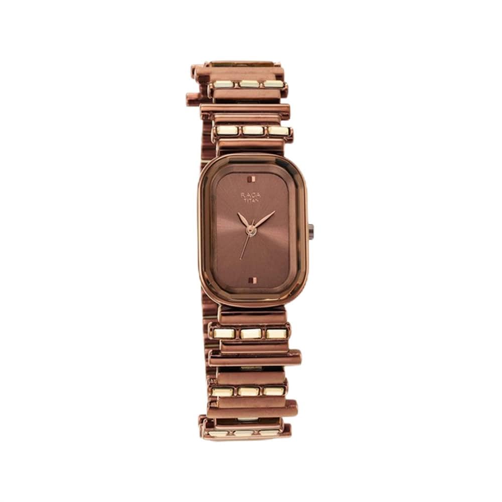 Titan Raga Love All Quartz Analog Brown Dial Brown Metal Strap Watch for Women - NT95154QM01