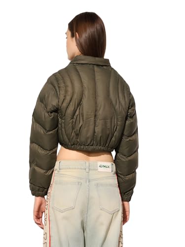 ONLY Women's Solid Regular Fit Olive Jacket