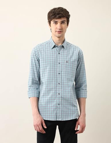 Arrow Sports Men's Checkered Slim Fit Shirt (ASAJSH1362_Green