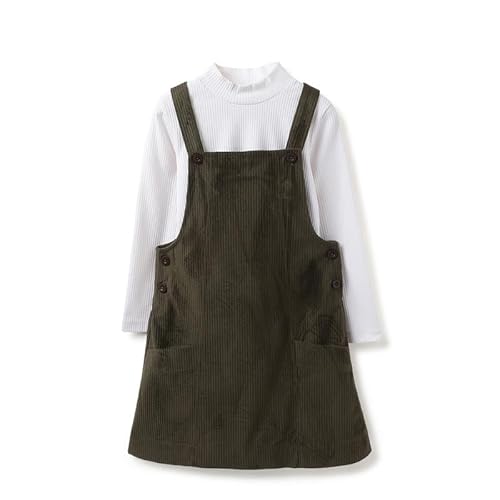 United Colors of Benetton Regular Fit Square Neck Textured Cord Pinafore Dress with Tee