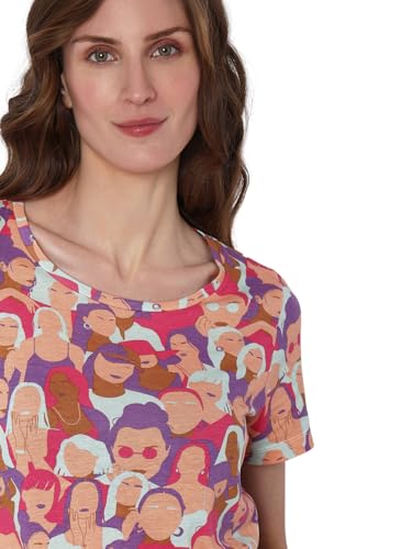 VERO MODA Women Printed Cotton Blend Regular Fit Pink T-Shirt