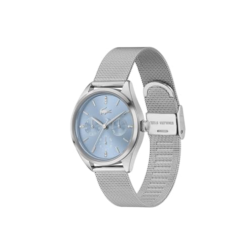 Lacoste Atena Qtz Multifunction Blue Round Dial Silver Mesh Bracelet Watch for Women- 2001497