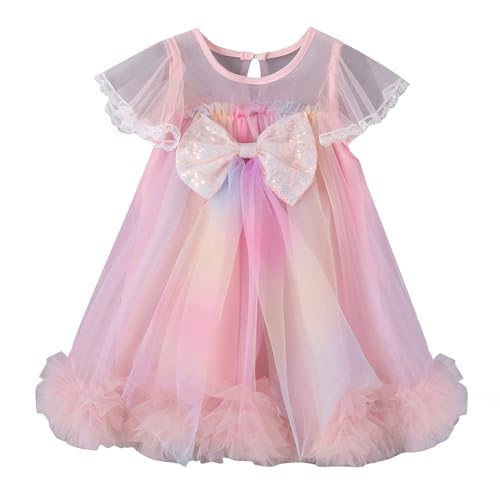 Hoscotch Girls Embellished Pink Short Sleeves Party Dresses for Ages (12-18 Months)