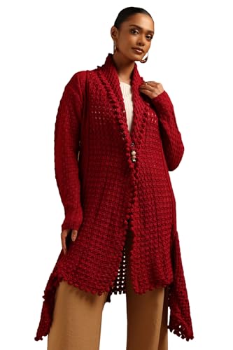 Soch Womens Maroon Acrylic Crochet Winter Shrug