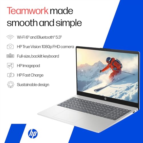 HP 15, Intel Core 5-120U (8GB DDR4, 512GB SSD) FHD, Anti-Glare, Micro-Edge, 15.6''/39.6cm, Win11, M365 Basic(1yr), Office Home24, Silver,1.59kg, fd0651TU, FHD Camera w/Privacy Shutter, Backlit Laptop