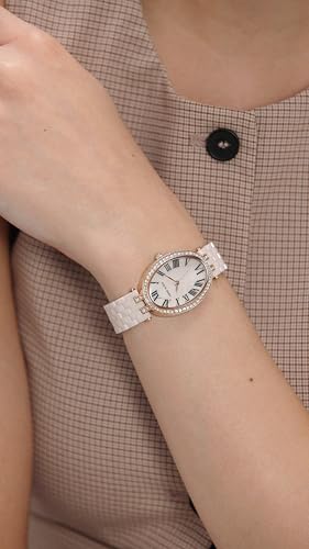 Anne Klein Quartz Analog Pink Dial Rose Gold with Pink Ceramic Strap Watch for Women
