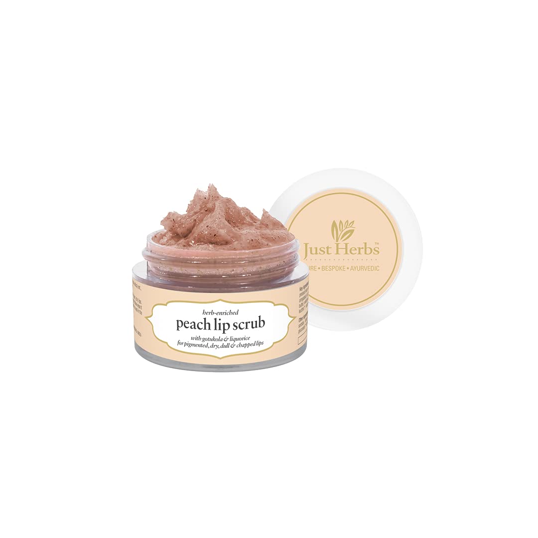 Just Herbs Ayurvedic Peach Lip Scrub For Dry,Chapped & Smoker Lips - SLS & Paraben Free 15gm