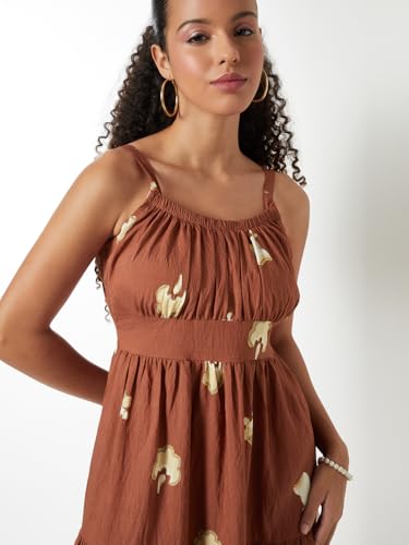 Max Women Printed A-line Dress (Maroon_L)