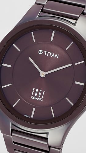 Titan Wine Ceramic Quartz Analog Maroon Dial Ceramic Strap Watch for Men | Analog Men's Watch - 1696QC19