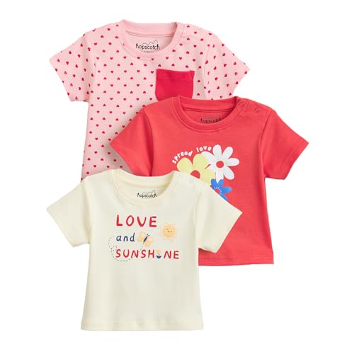 Hopscotch Baby Girls Floral Print Short Sleeves Multicolor Tees For Ages (18-24 Months)
