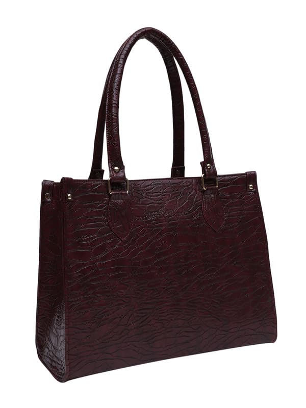 MINI WESST Women's Beautiful Maroon Textured PU Tote Bag