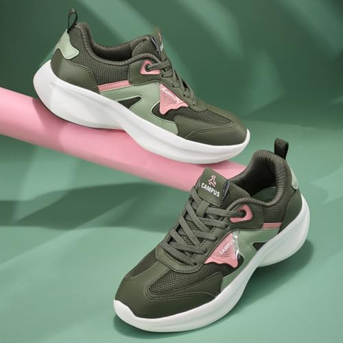 Campus Women's FILT Olive/Pista GRN Sneakers - 5UK/India 1 Pair