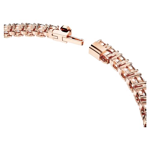 Swarovski Matrix Tennis bracelet, Round cut, White, Rose gold plated top layer, L, Rose Gold Plated, Cubic Zirconia, Cubic Zirconia