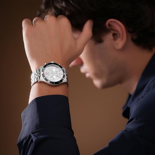 Swiss Military Hanowa Flagship Heritage Chrono | Silver Analog Dial | Chronograph Function | Date Display | Silver Stainless Steel Strap | Swiss Made Quartz Watch - SMWGI0007602