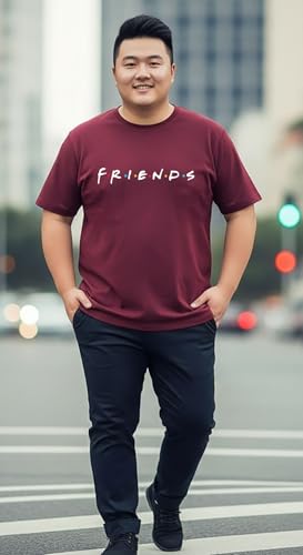Khakey Men's Half Sleeve Round Neck Pure Cotton Plus Size T-Shirt| Black and Maroon Tshirt | Pack of 2