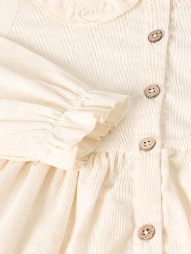 Max Girls Solid Woven Dress (Ivory_3-4 Y)