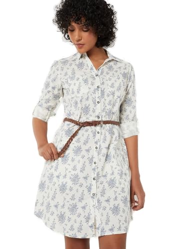Max Women Floral Print Shirt Dress (Beige_L)