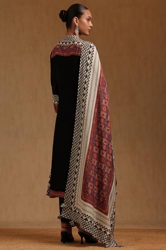 Soch Womens Black Georgette Ethnic Motifs Salwar Suit With Beads And Stones