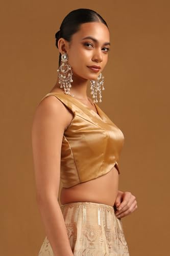 Soch Womens Mustard V-Neck Princess Line Tissue Padded Blouse