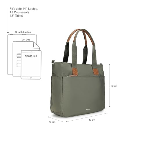 Fastrack Tote Pro Laptop Tote Bag | 14-Inch Laptop Sleeve| Spacious Main Compartment with Organiser Pocket| External Quick-Access Zipper Pocket| Dual Webbing Handles & Detachable Adjustable Strap