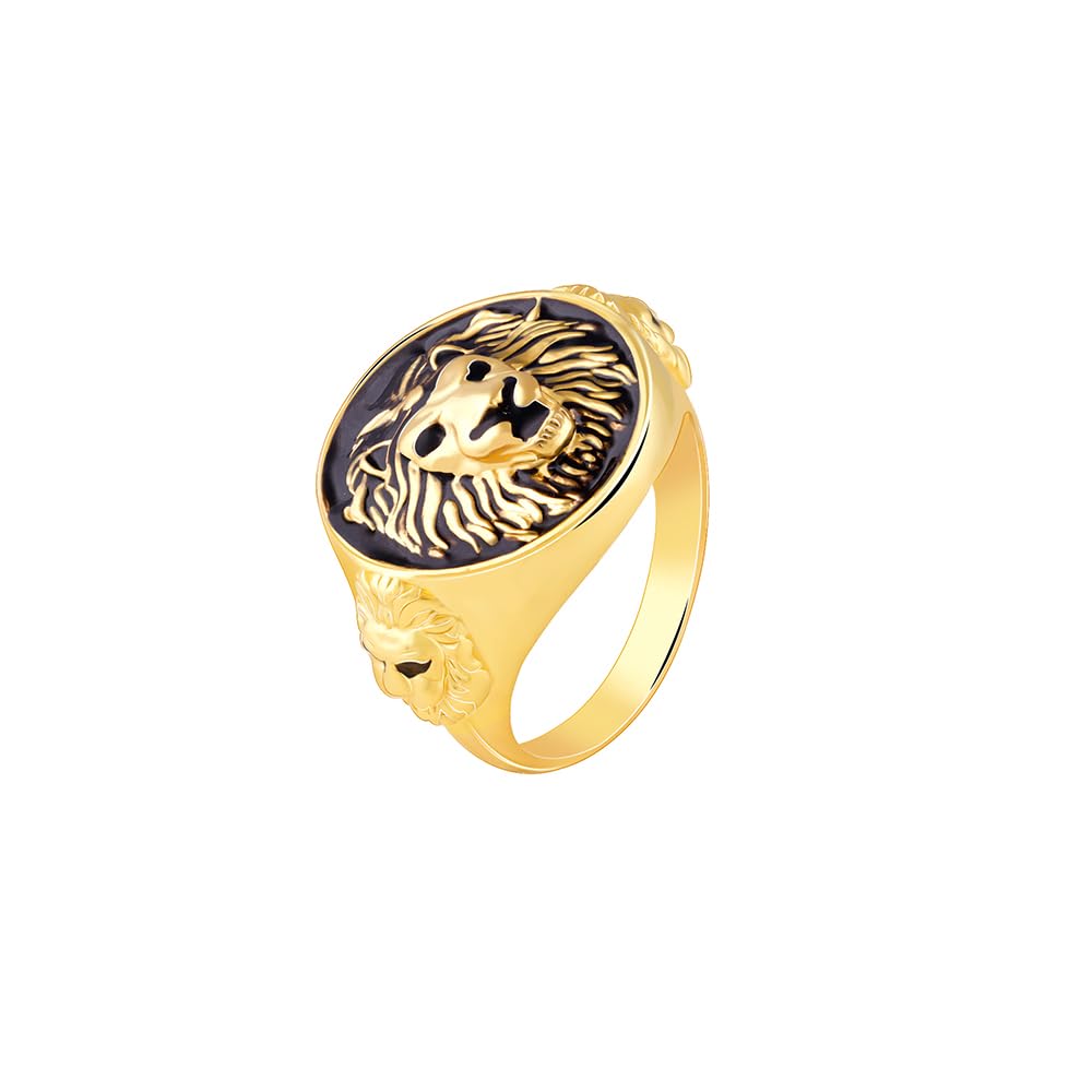 GIVA 925 Silver Golden Roar Of Lion Ring For Him, Adjustable | Gifts for Men and Boys | With Certificate of Authenticity and 925 Stamp | 6 Months Warranty