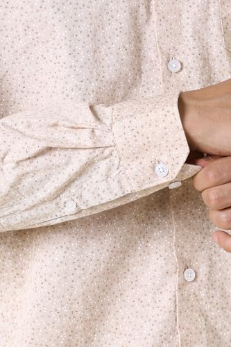 Men Beige Print Full Sleeves Formal Shirt