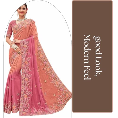 Laxmipati Sarees Women's Floral Embroidery Satin Saree in Multicolor Color with unstitched Blouse Material - Embrace Trendy Style And Timeless Elegance in this Exquisite Attire