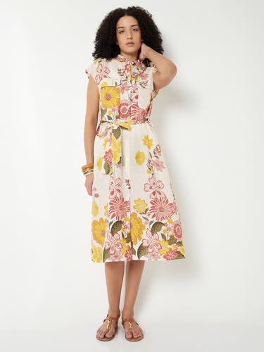 Max Kalki x Max Floral Print Shirt Dress (White_XL)