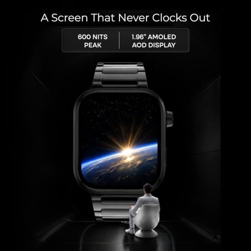 Noise New Launch ColorFit Ultra 4 Smartwatch with BT Calling, 1.96" AMOLED Always-On Display, AI Transcription & Voice Commands, Metal Body, 10m Water Resistant, Heart Rate Monitor (Jet Black)