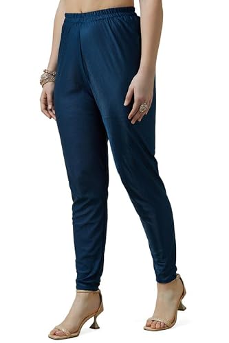 Soch Womens Navy Blue Chinon Blend Botanical Print Alia Cut Gown