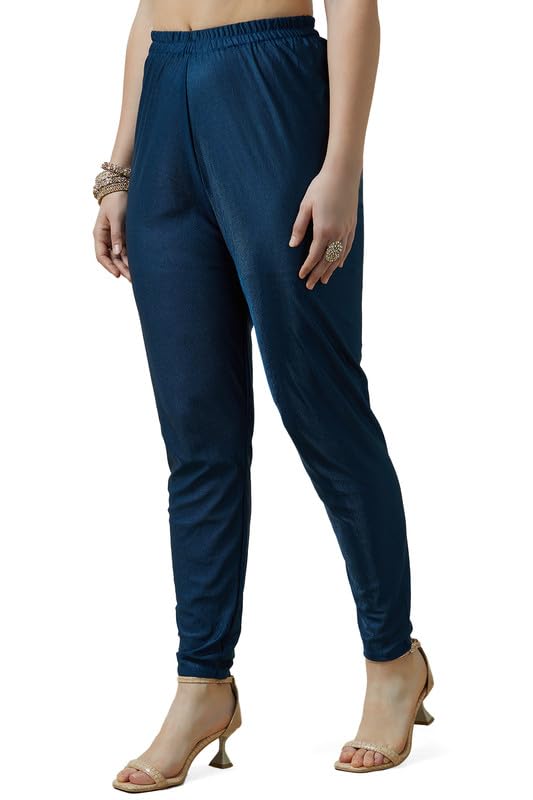 Soch Womens Navy Blue Chinon Blend Botanical Print Alia Cut Gown