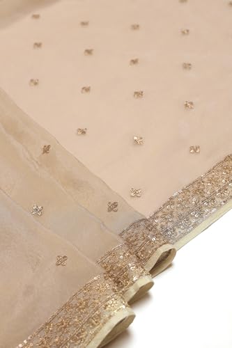 Soch Womens Off White Tissue Embroidered Suit Set With With Beads and Stones