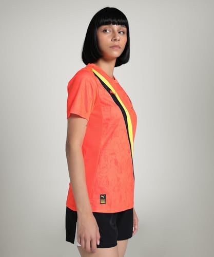 Puma Women's Regular Fit Jerseys (781081_Neon Sun-Black