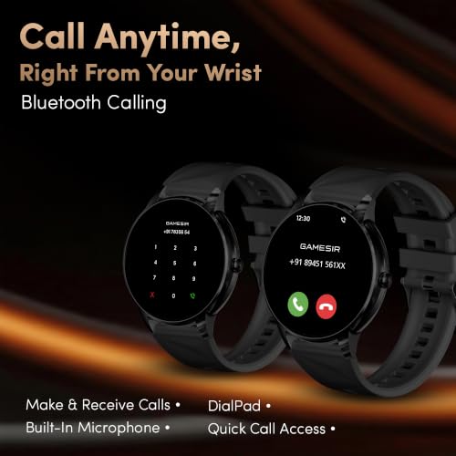 GameSir Active Rush Smart Watch for Men & Women, 1.27" Full Touch Display, Bluetooth Calling, Fitness Tracking, Message Notifications, Android & iOS Compaatible - (Black)