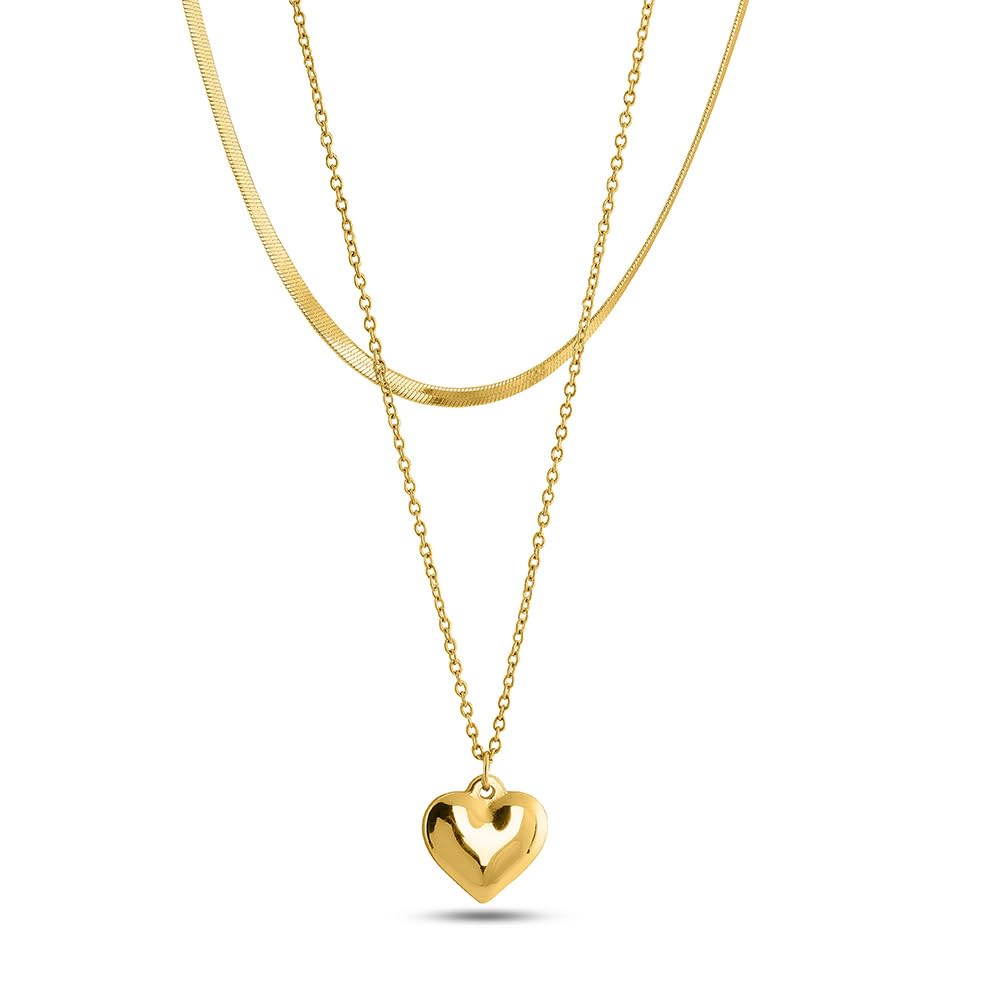 PALMONAS Layered Heart Gold Necklace for Women - Waterproof & Anti-Tarnish Necklace | Gift For Girls & Women
