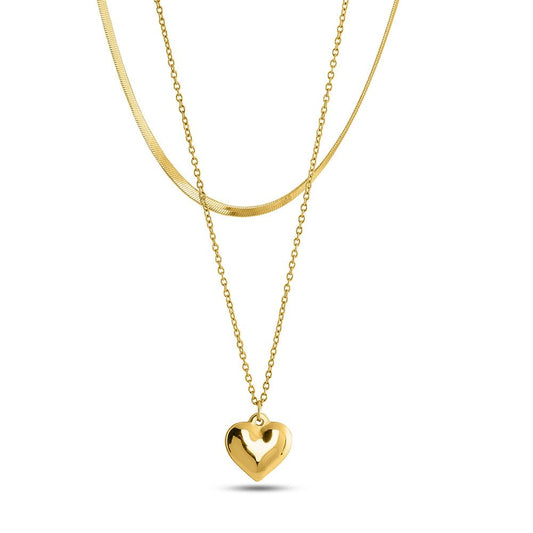 PALMONAS Layered Heart Gold Necklace for Women - Waterproof & Anti-Tarnish Necklace | Gift For Girls & Women